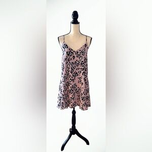 Adrienne spaghetti strap pale pink leopard print dress in size Large EUC